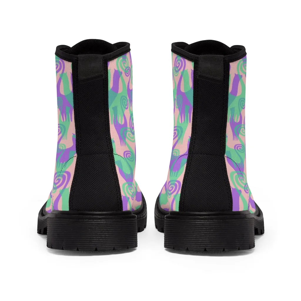 Purple/Green Snooty Layers Women's Canvas Boots