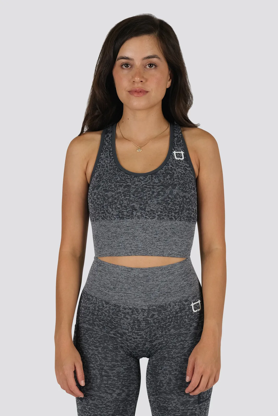 Seamless Leopard Sports Bra - Stormy