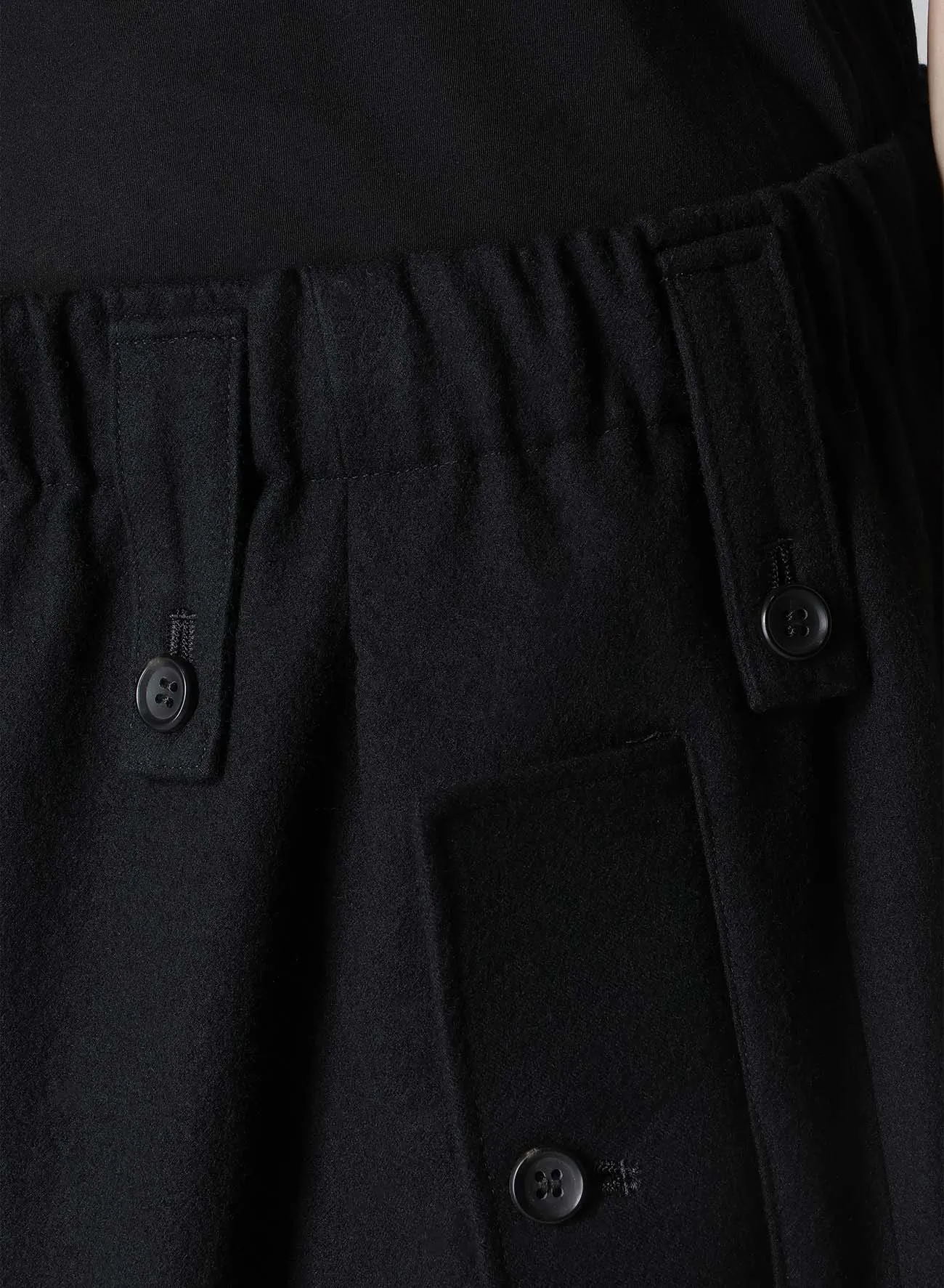 SHRINK WOOL GABARDINE POCKET DETAIL WIDE PANTS