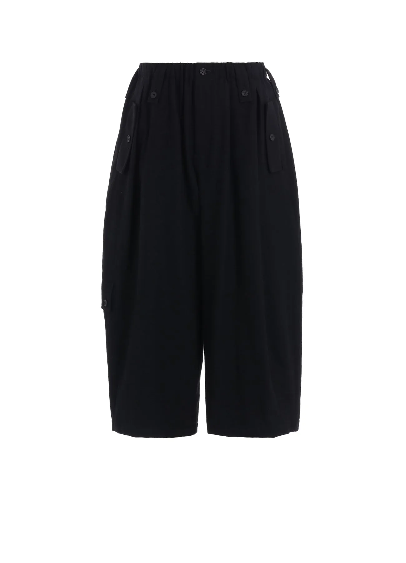 SHRINK WOOL GABARDINE POCKET DETAIL WIDE PANTS