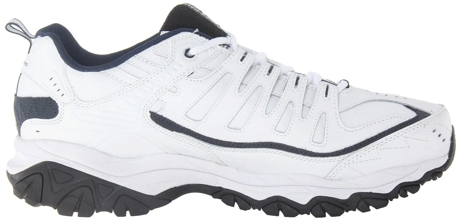 Skechers After Burn Memory Fit Reprint Running Shoe - White/Navy - Mens