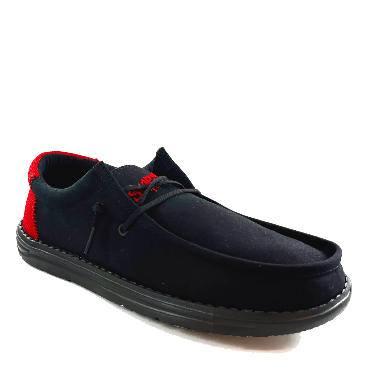 Snap-on Cruiser Black Red, Casual Slip On Shoe