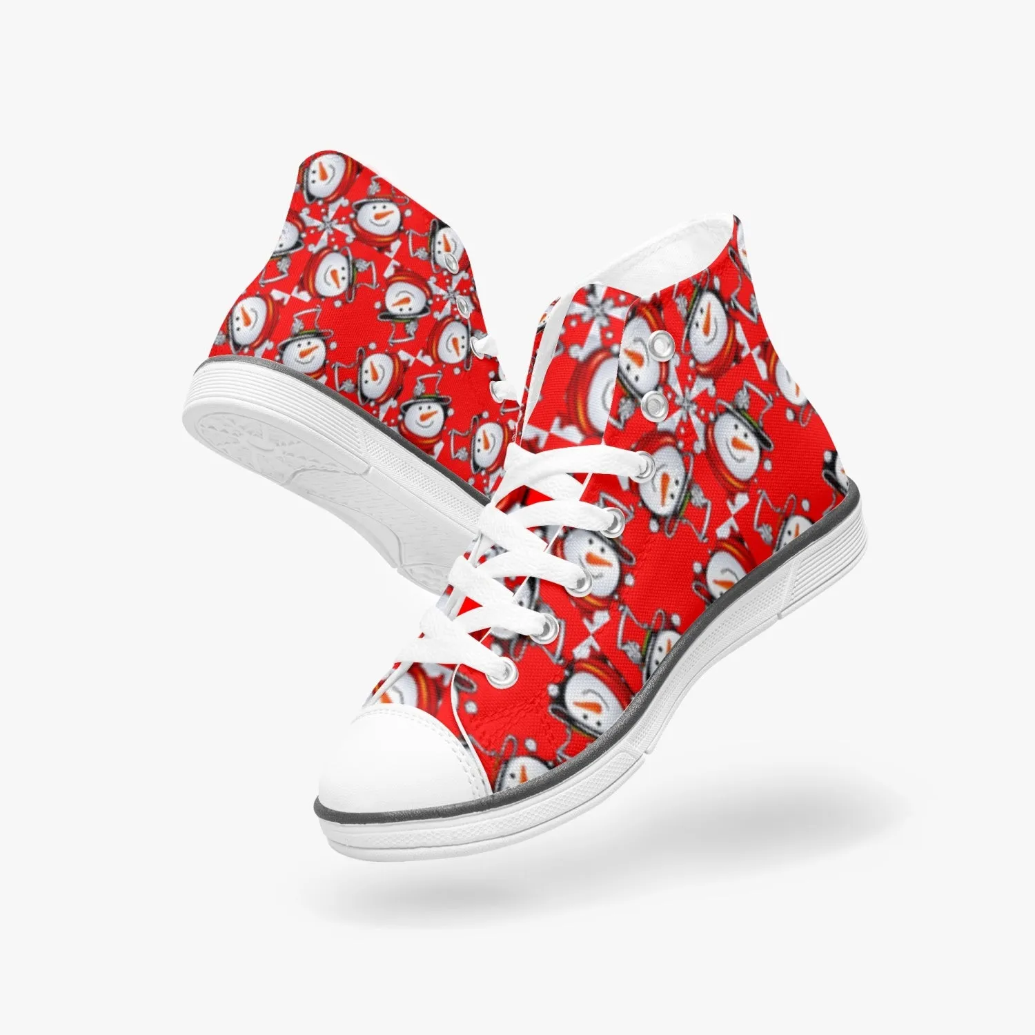 Snow Man's Delight Kid's Light High-Top Canvas Christmas Shoes