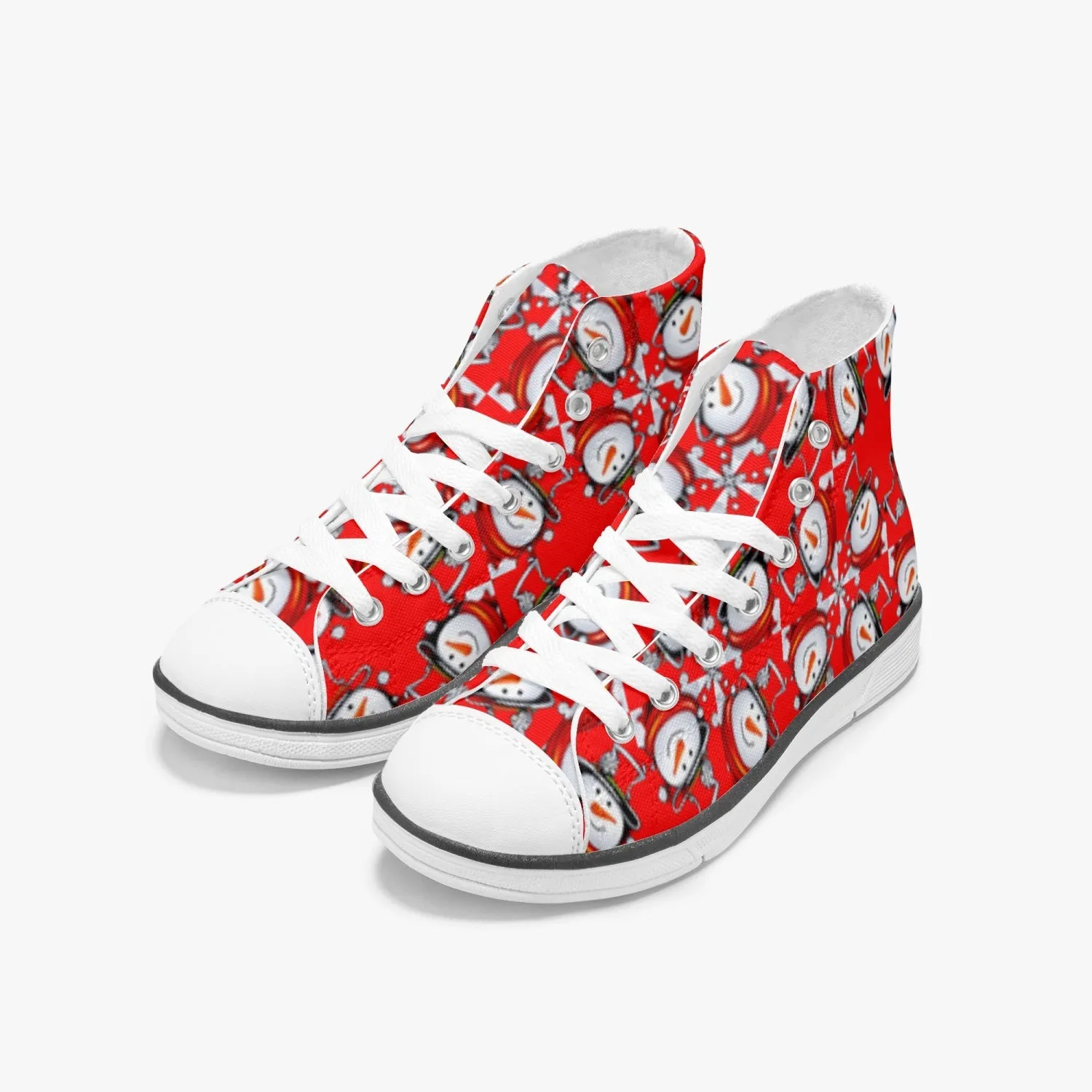 Snow Man's Delight Kid's Light High-Top Canvas Christmas Shoes