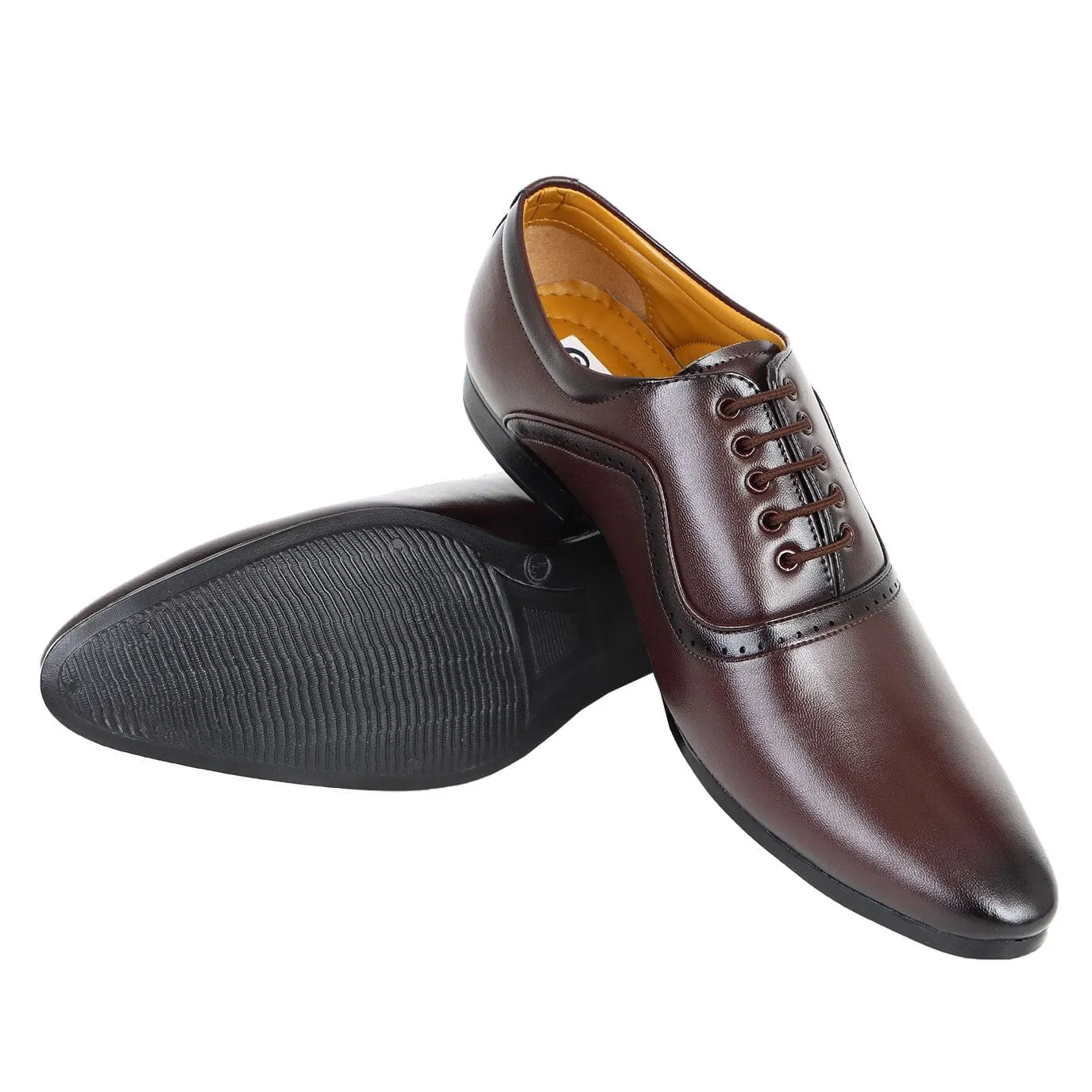 Somugi Brown Lace up Formal Shoes for Men made by Artificial Leather