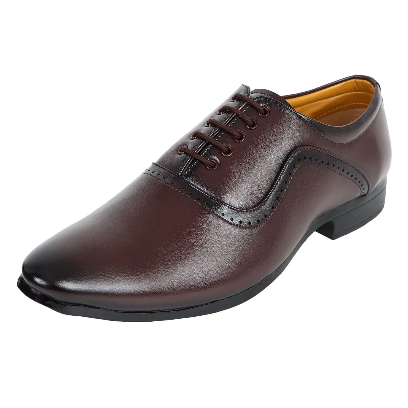 Somugi Brown Lace up Formal Shoes for Men made by Artificial Leather