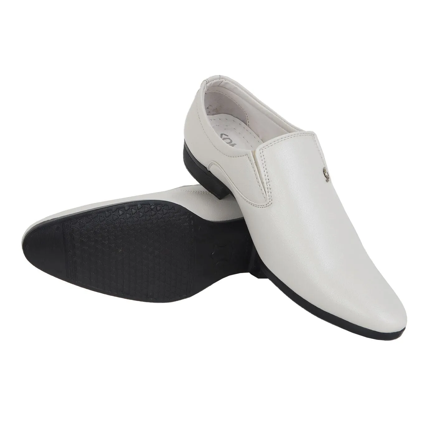 Somugi White Slip on formal Shoes for Men made by Artificial Leather