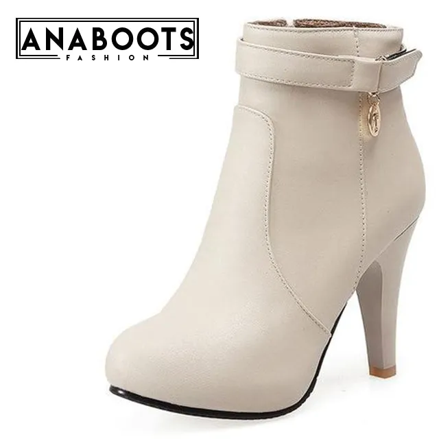 Spike High Heel Zip Up Ankle Boots