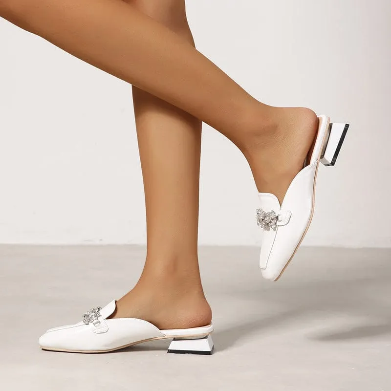 square toe low heel mules