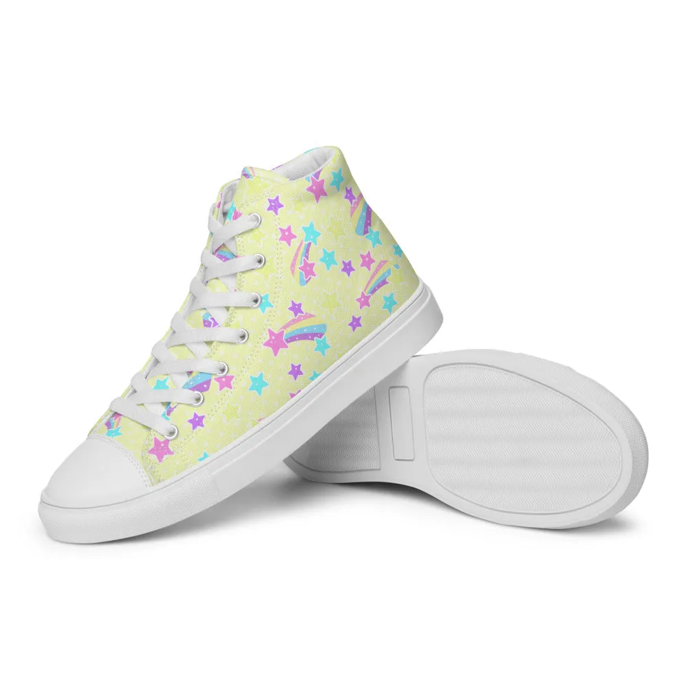 Starry Party Yellow Women’s High Top Canvas Shoes