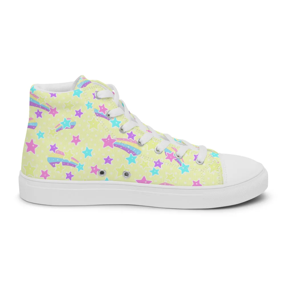 Starry Party Yellow Women’s High Top Canvas Shoes