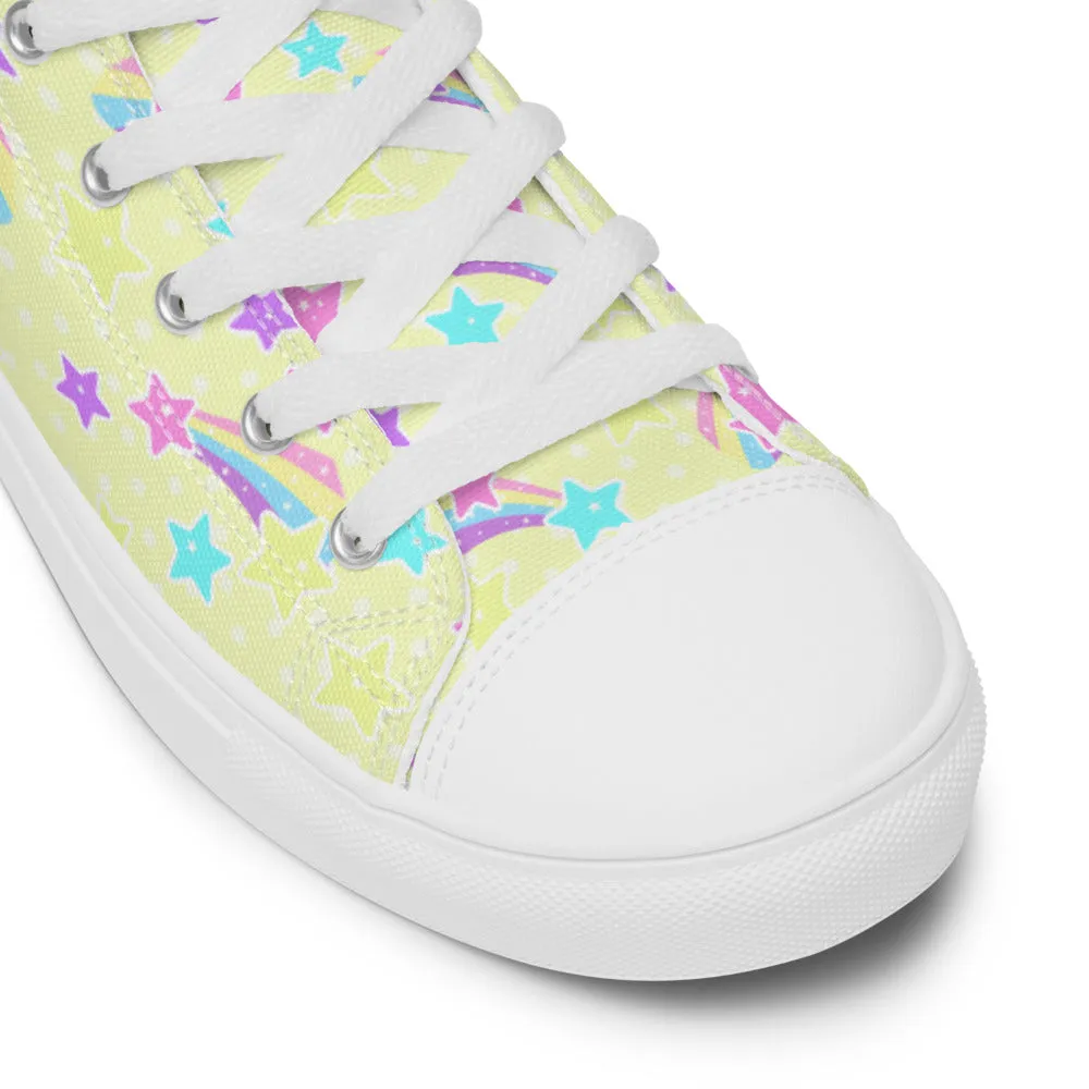 Starry Party Yellow Women’s High Top Canvas Shoes