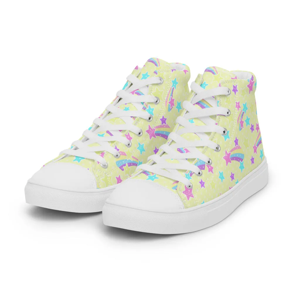 Starry Party Yellow Women’s High Top Canvas Shoes