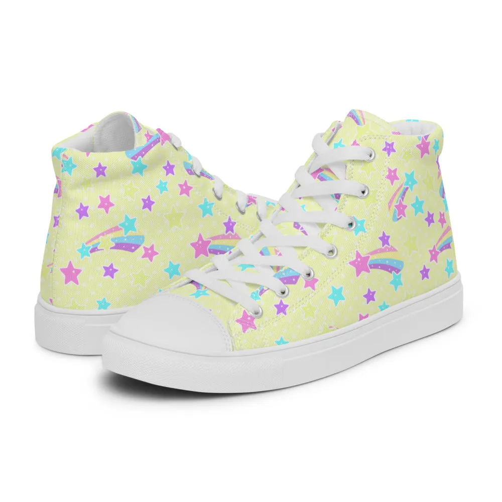 Starry Party Yellow Women’s High Top Canvas Shoes