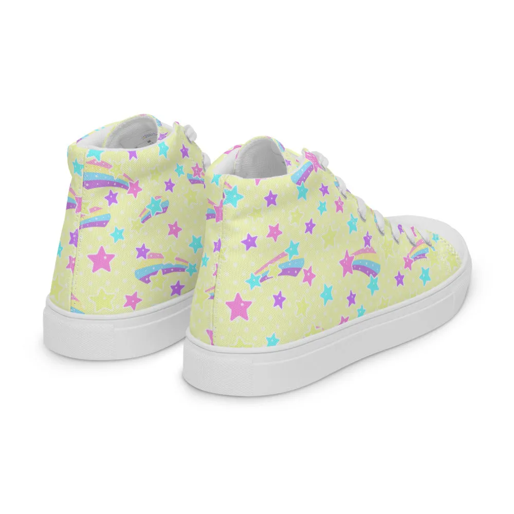 Starry Party Yellow Women’s High Top Canvas Shoes