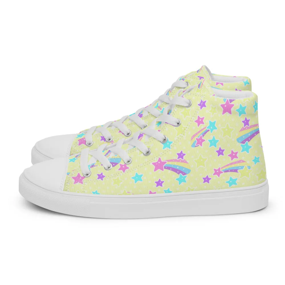 Starry Party Yellow Women’s High Top Canvas Shoes