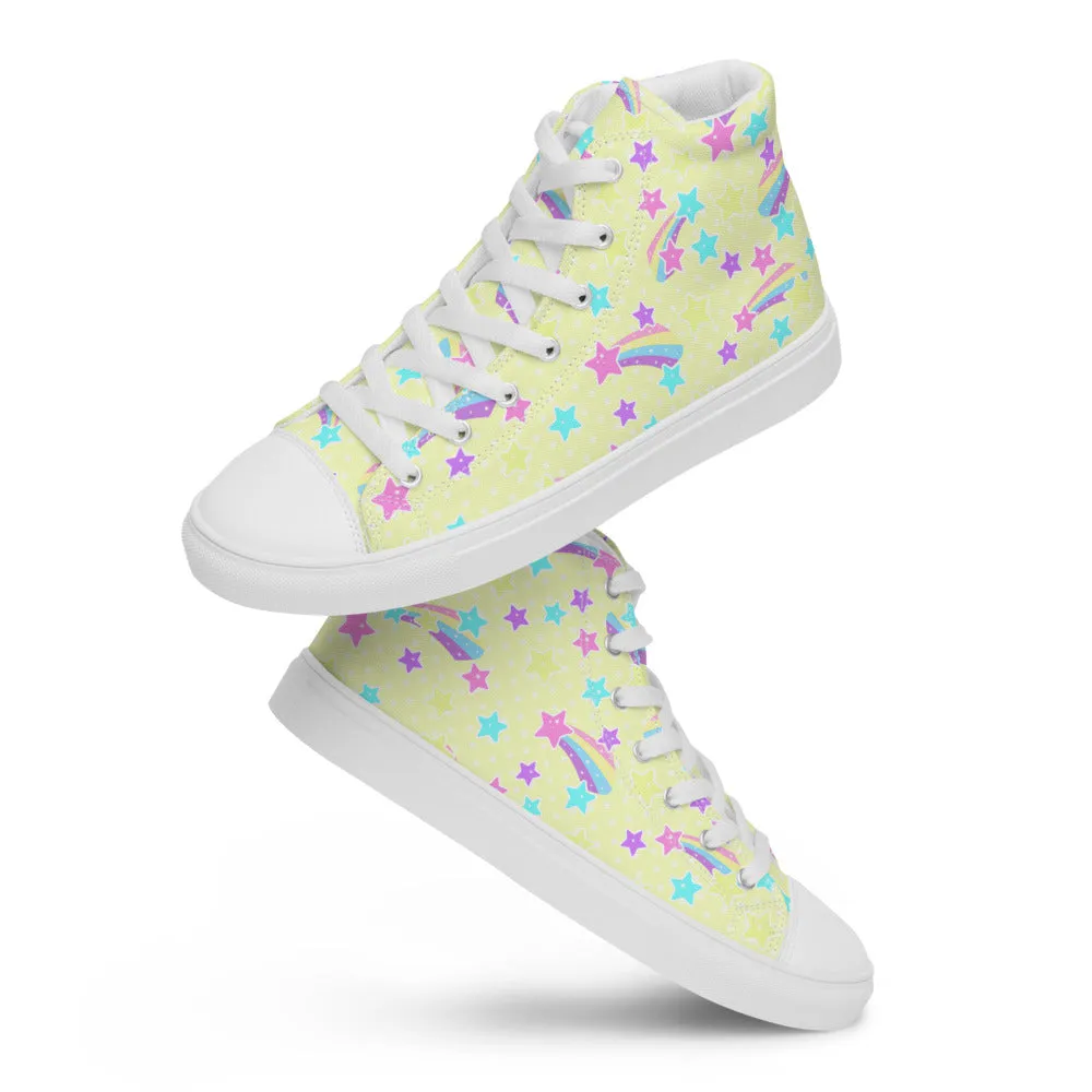 Starry Party Yellow Women’s High Top Canvas Shoes