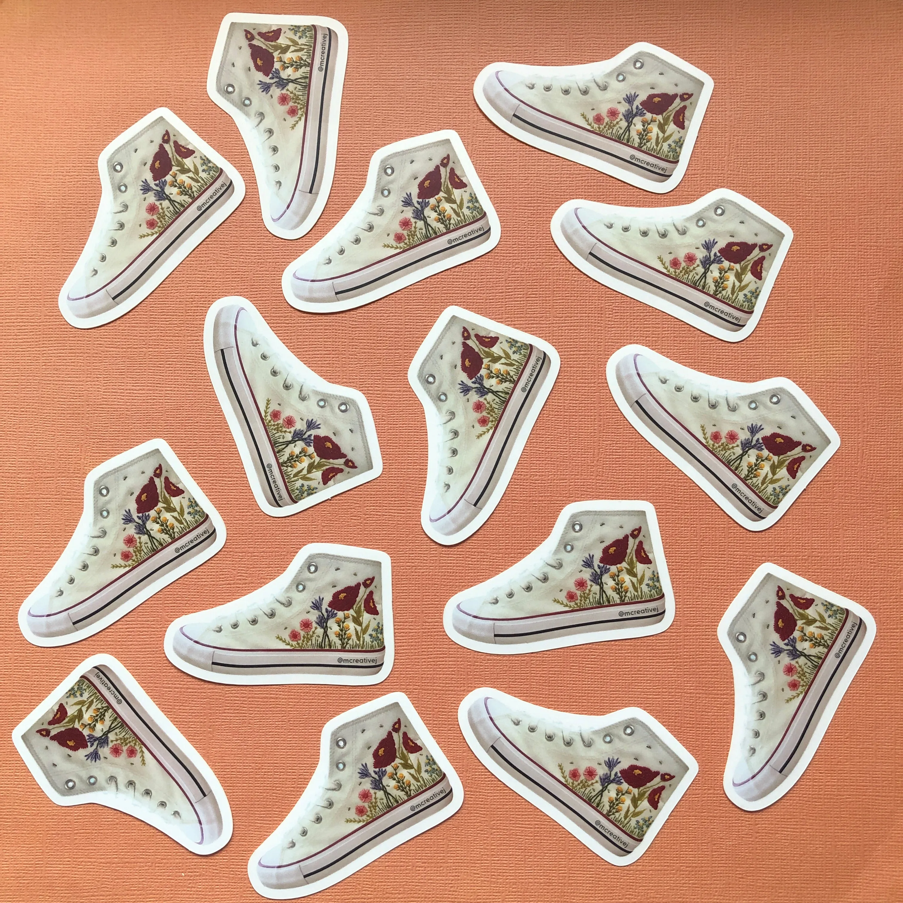 STICKER: Embroidered Flower High Top Shoe