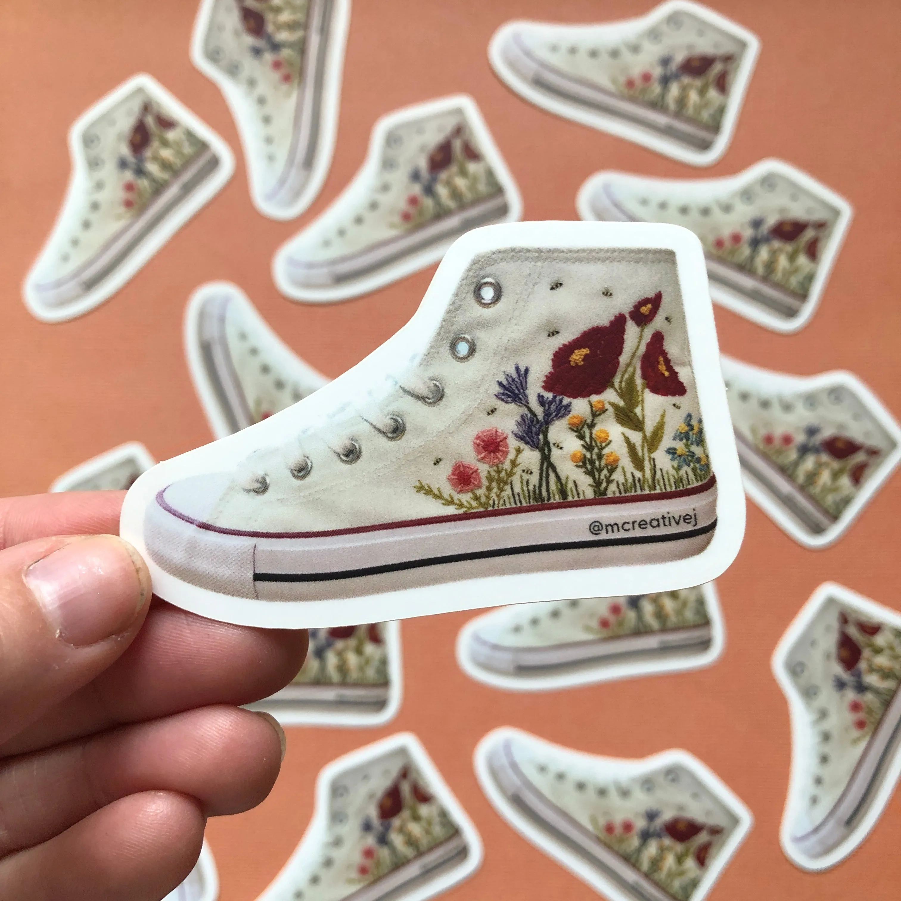 STICKER: Embroidered Flower High Top Shoe