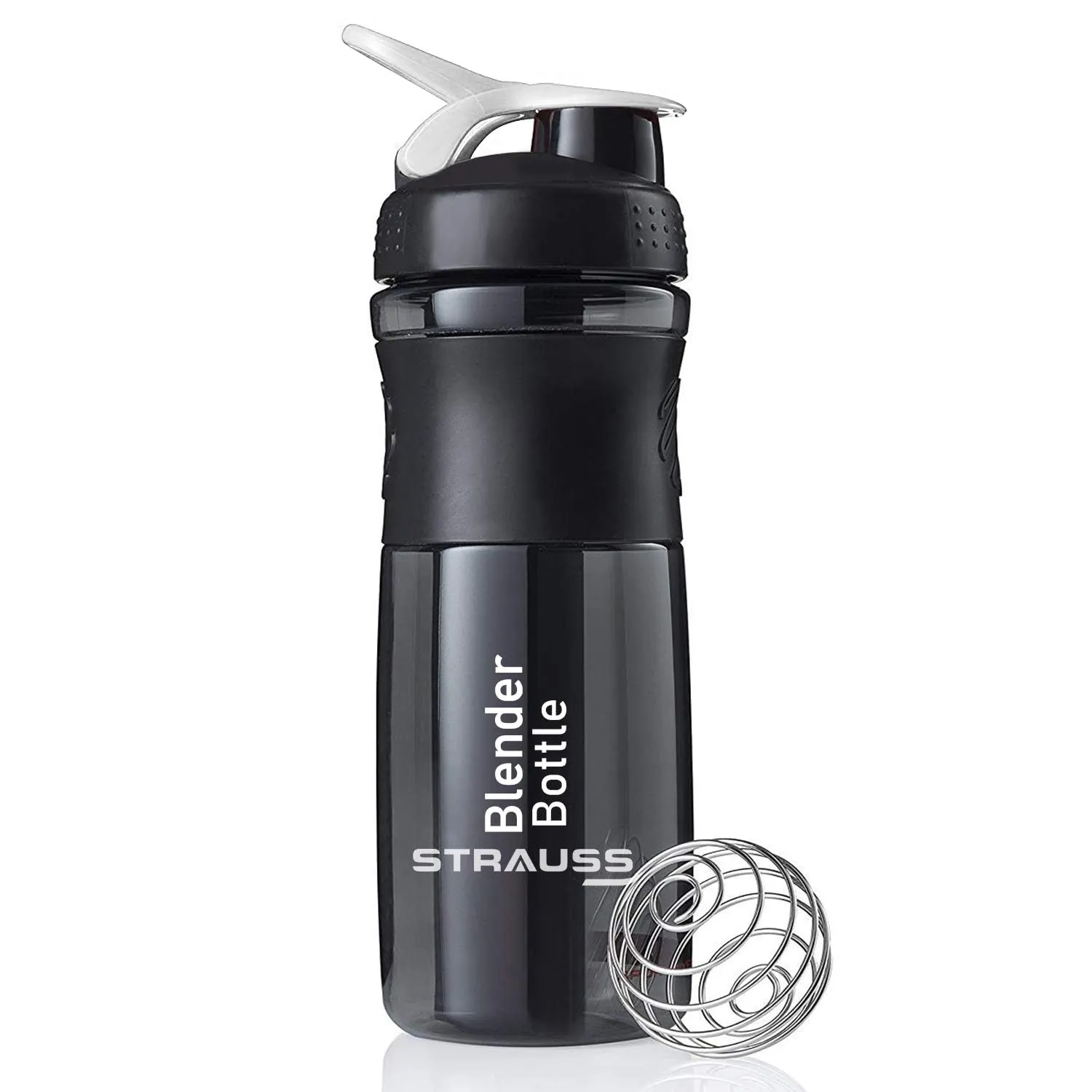 STRAUSS Blender Shaker Bottle | Leakproof Shaker Bottle for Protein Shake, Pre-workout and Bcaa Shake | Protein Shaker Bottle for Gym | BPA-Free Material- 760 ML,(Black) | Pack of 10