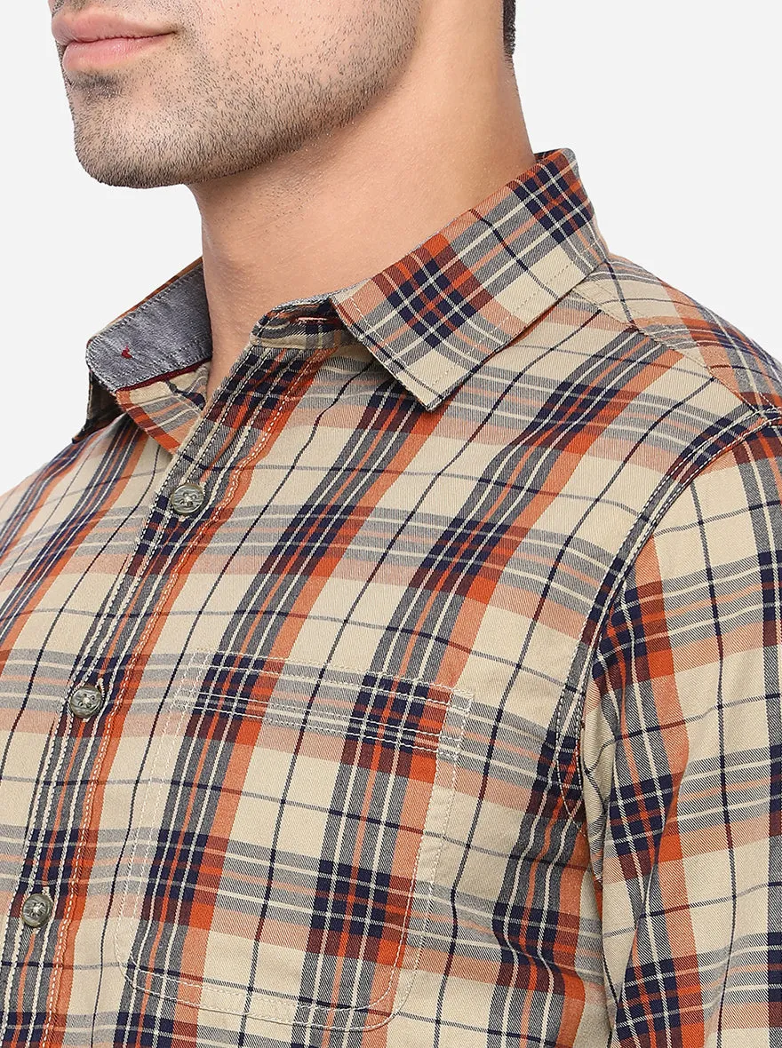 Taffy Yellow Checked Slim Fit Semi Casual Shirt | Greenfibre