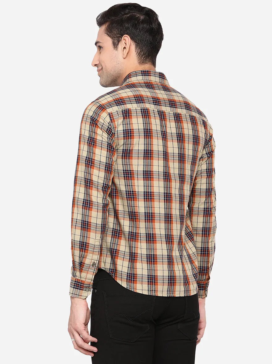 Taffy Yellow Checked Slim Fit Semi Casual Shirt | Greenfibre