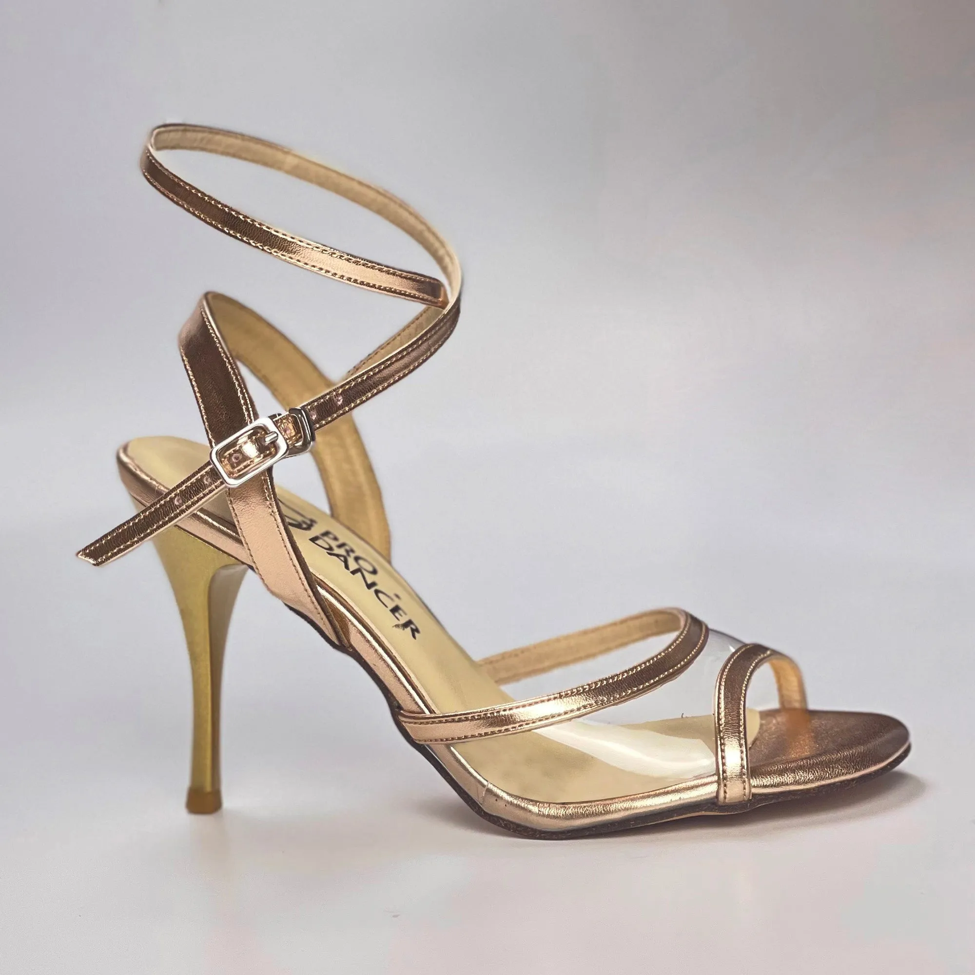 Tango Argentine Shoes High Heel Dance Sandals Leather Sole Rose Gold