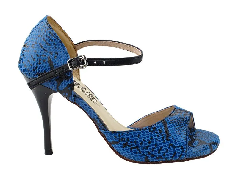 Tango Dance Shoe Blue Black Snake