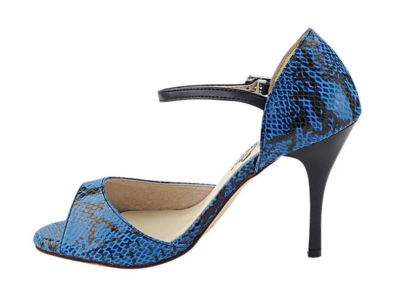 Tango Dance Shoe Blue Black Snake