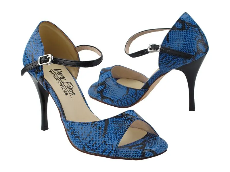 Tango Dance Shoe Blue Black Snake