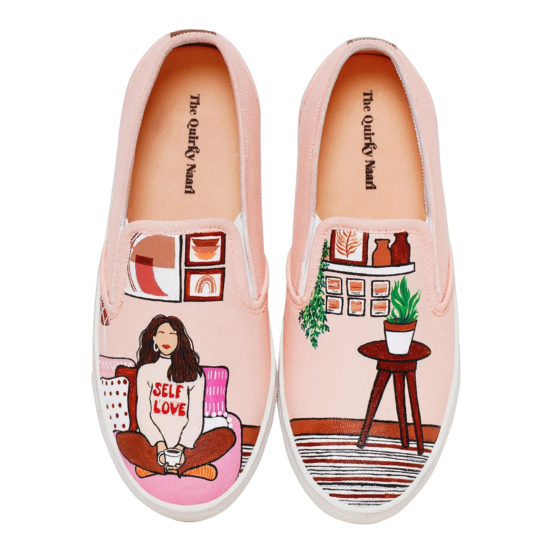 THE QUIRKY NAARI Handpainted Self Love Slipons to Show The World Your Love For Yourself | 5 UK