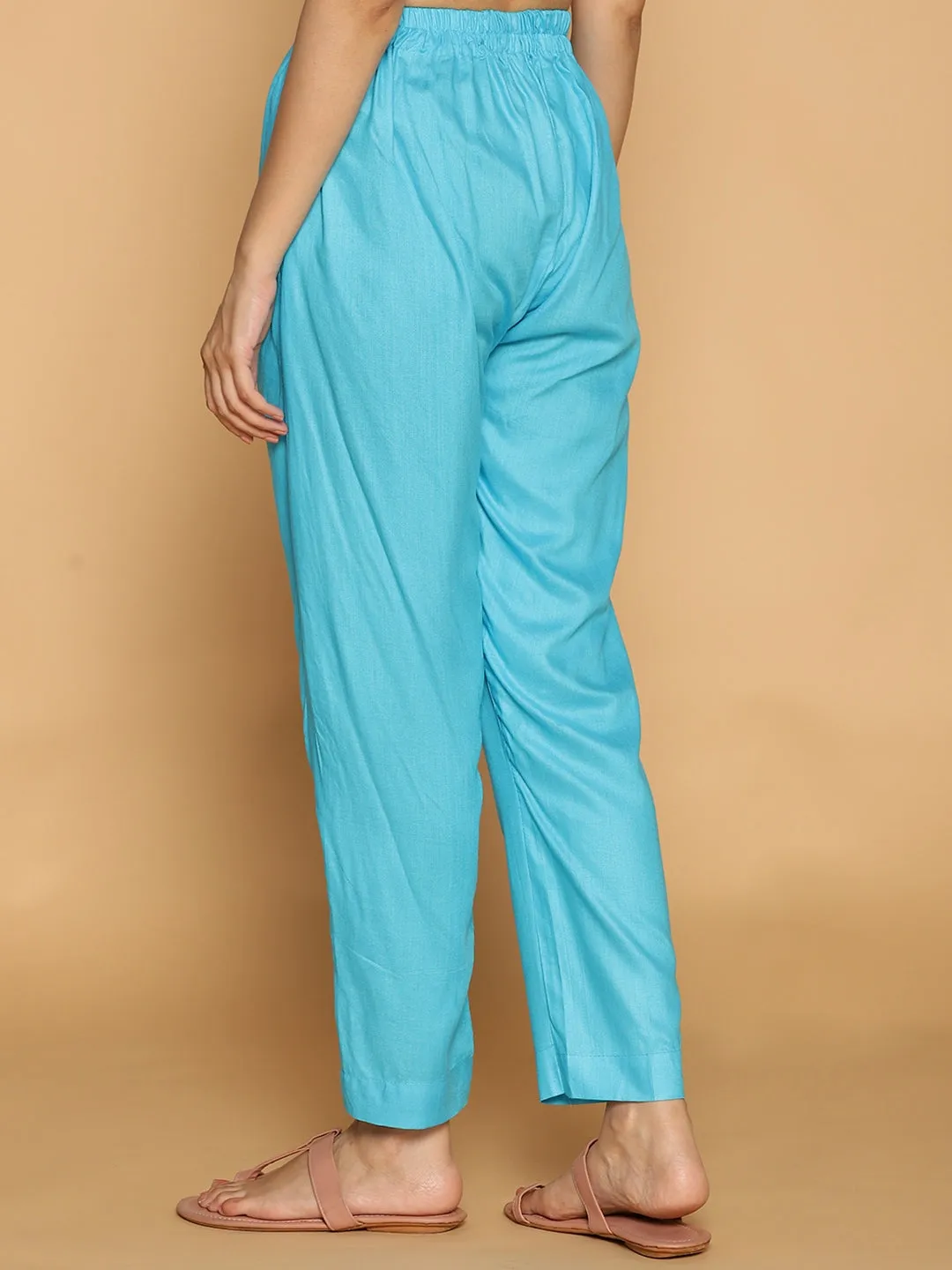 Turquoise Rayon Pants