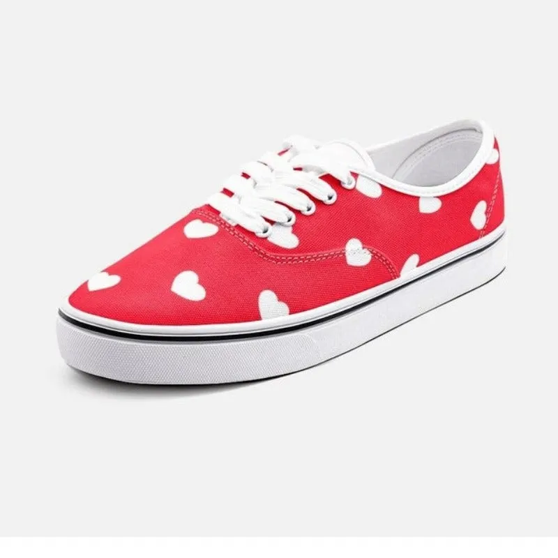 Two Tone Hearts Unisex Canvas Low Sneakers