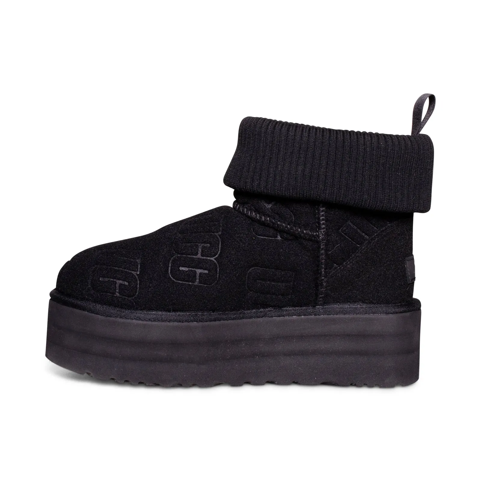 UGG Classic Mini Platform Felted Black Boots - Women's