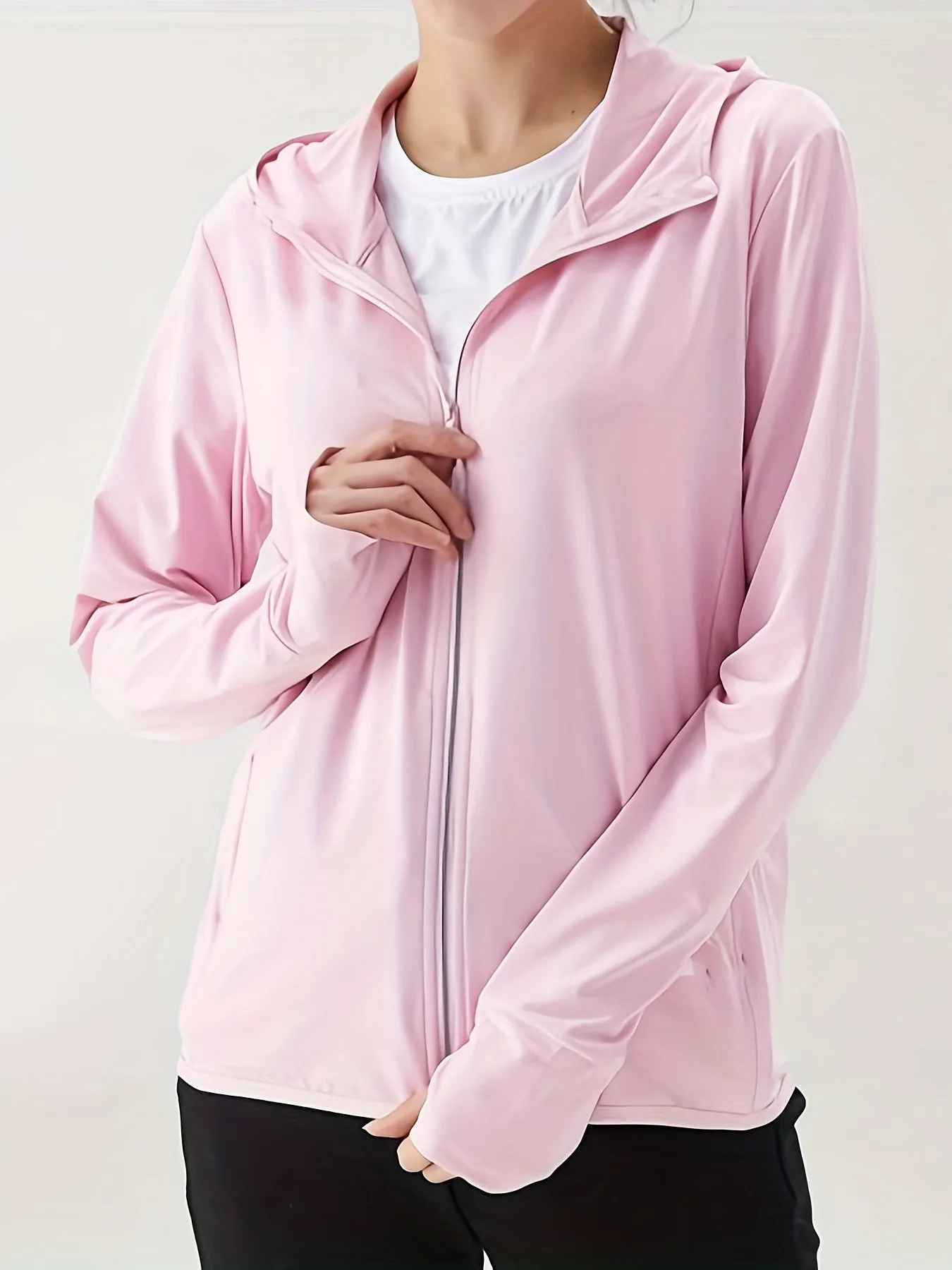 Ultralight Womens Hooded Jacket - Breathable, Quick-Drying, Slightly Stretchy Polyester Top for Outdoor Enthusiasts - Perfect for Beach, Travel, Fishing, and More!