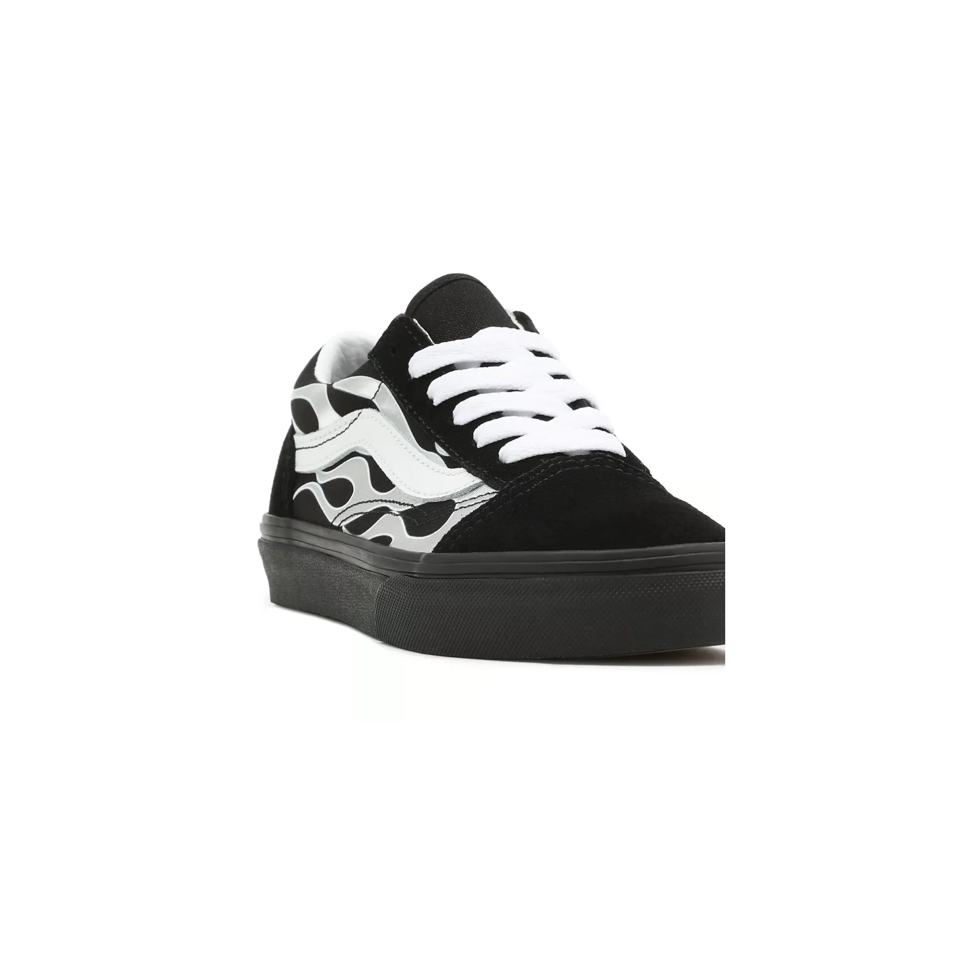 Vans Kid's Metallic Flame Old Skool Shoes - Black / Silver