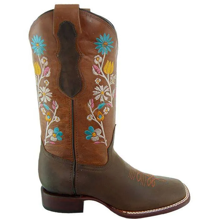 Vaquera Cowgirl Boots | Women's Broad Square Toe Floral Cowgirl Boots (M9004)