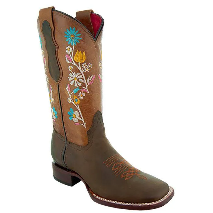 Vaquera Cowgirl Boots | Women's Broad Square Toe Floral Cowgirl Boots (M9004)