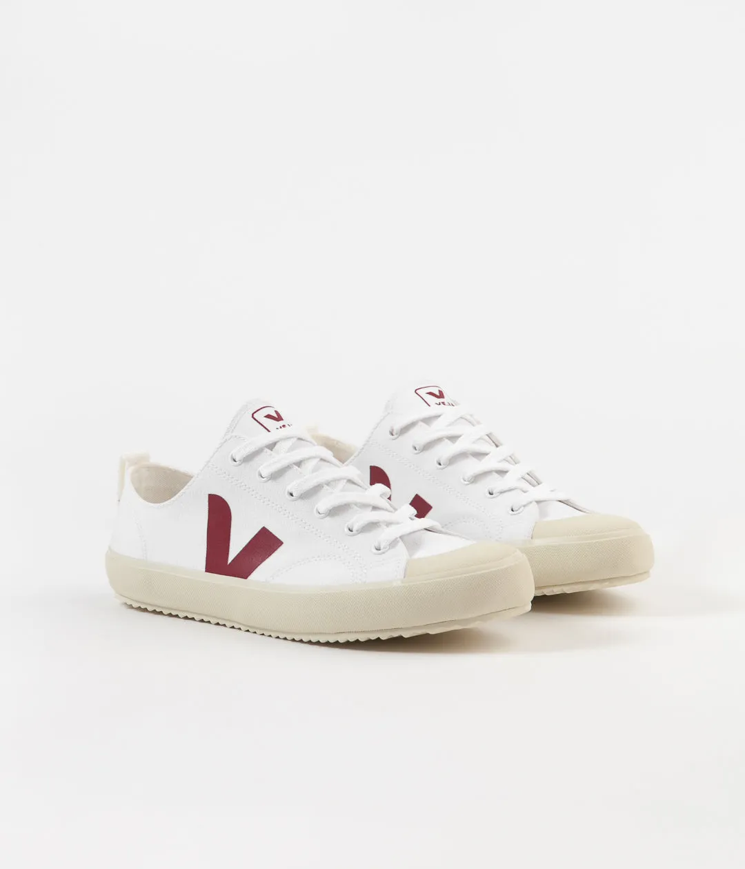 Veja Womens Nova Canvas Shoes - White / Marsala