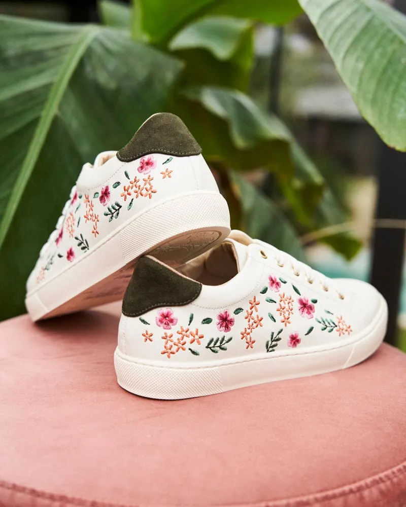 Virevolte Recycled Grain Leather Embroidered Vegan Sneakers | Primrose