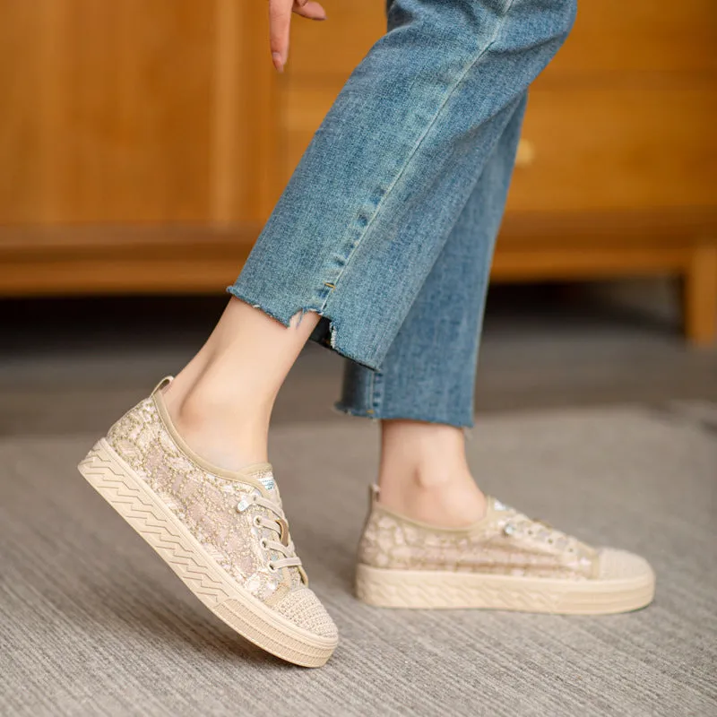 Women Hollow Mesh Summer Flat Casual Shoes