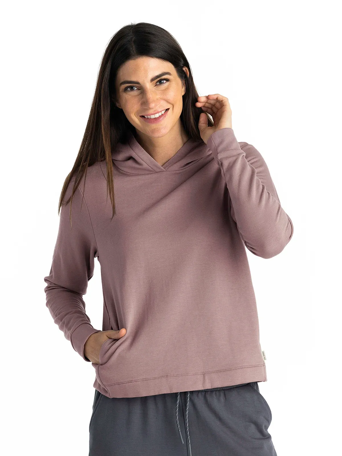 Women's Bamboo Lightweight Fleece Cropped Hoodie - Canyon