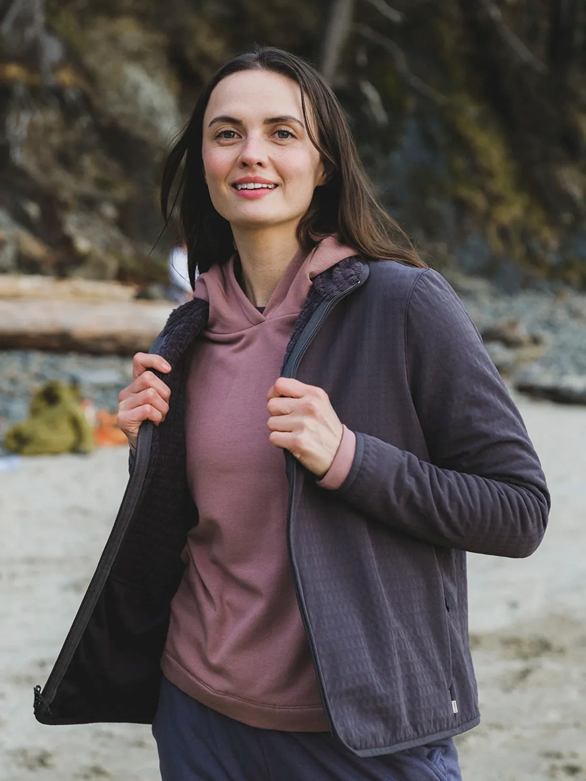 Women's Bamboo Lightweight Fleece Cropped Hoodie - Canyon