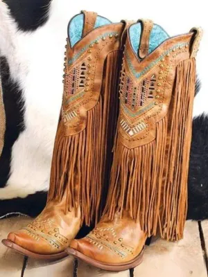 Women's Bohemian Fringe Cowboy Boots