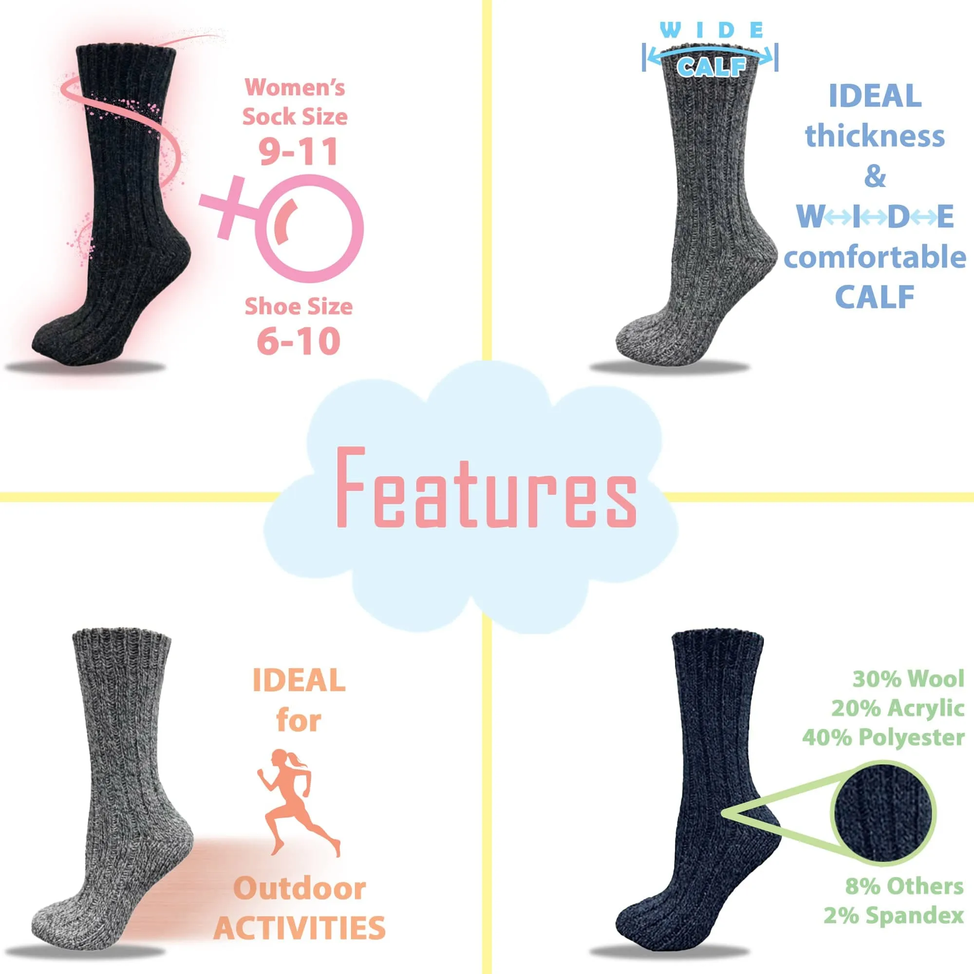 Women’s Crew Socks - Regenerated Wool and Ecofriendly Footwear