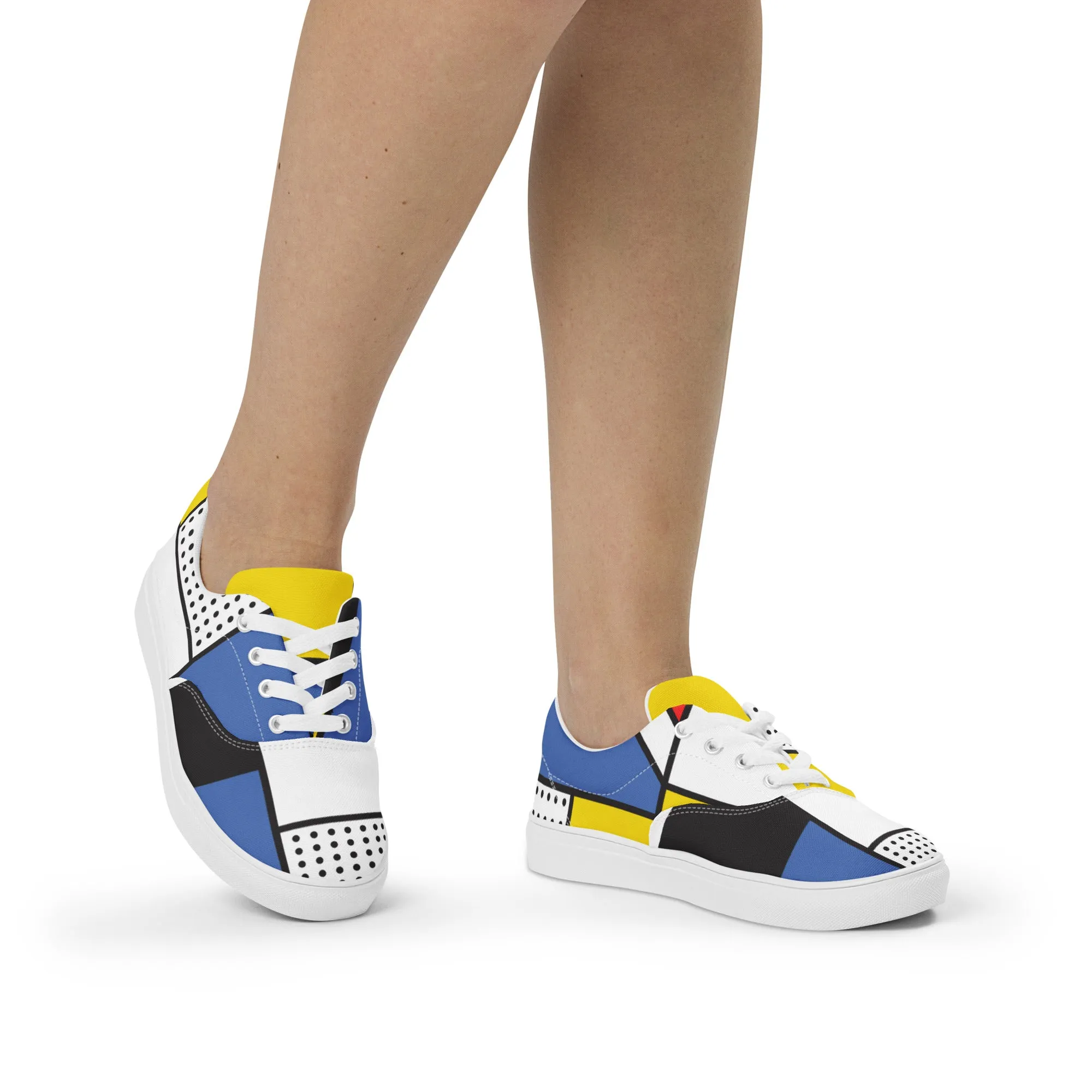 Women’s lace-up canvas shoes with Mondrian design (Vecteezy.com)