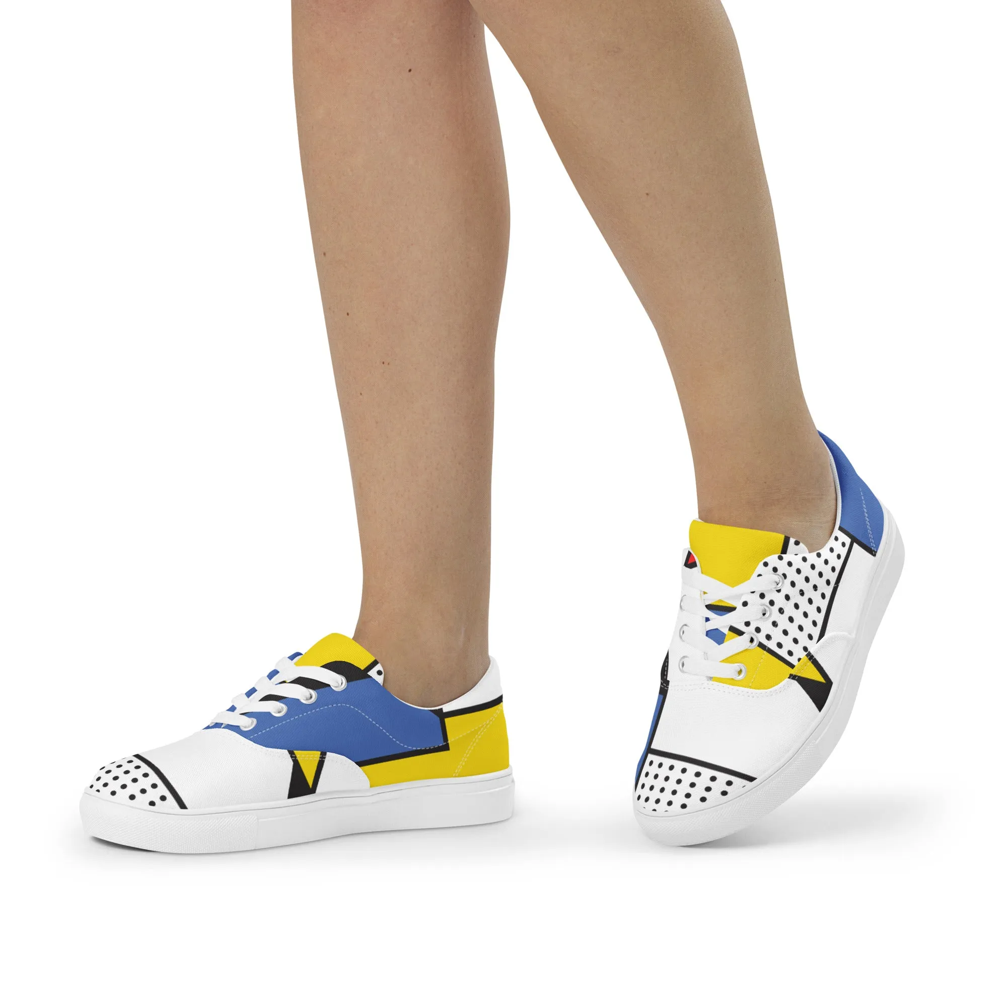 Women’s lace-up canvas shoes with Mondrian design (Vecteezy.com)