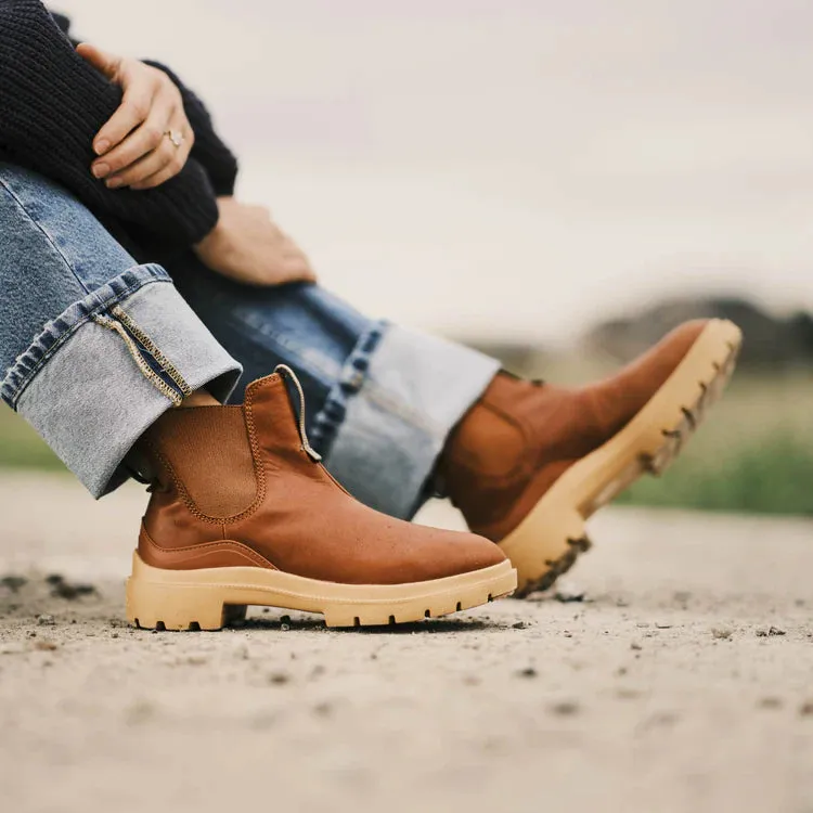 Women's Olukai Hehi Waterproof Chelsea Boots Color: Fox / Hunter