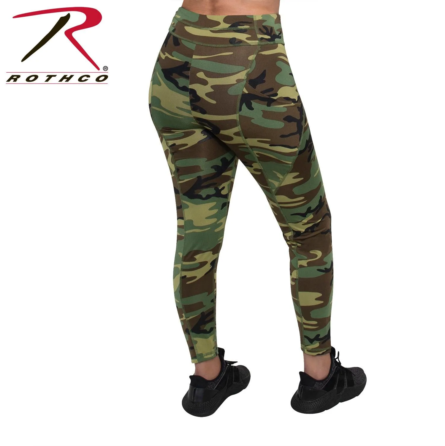 Womens Workout Performance Camo Leggings With Pockets