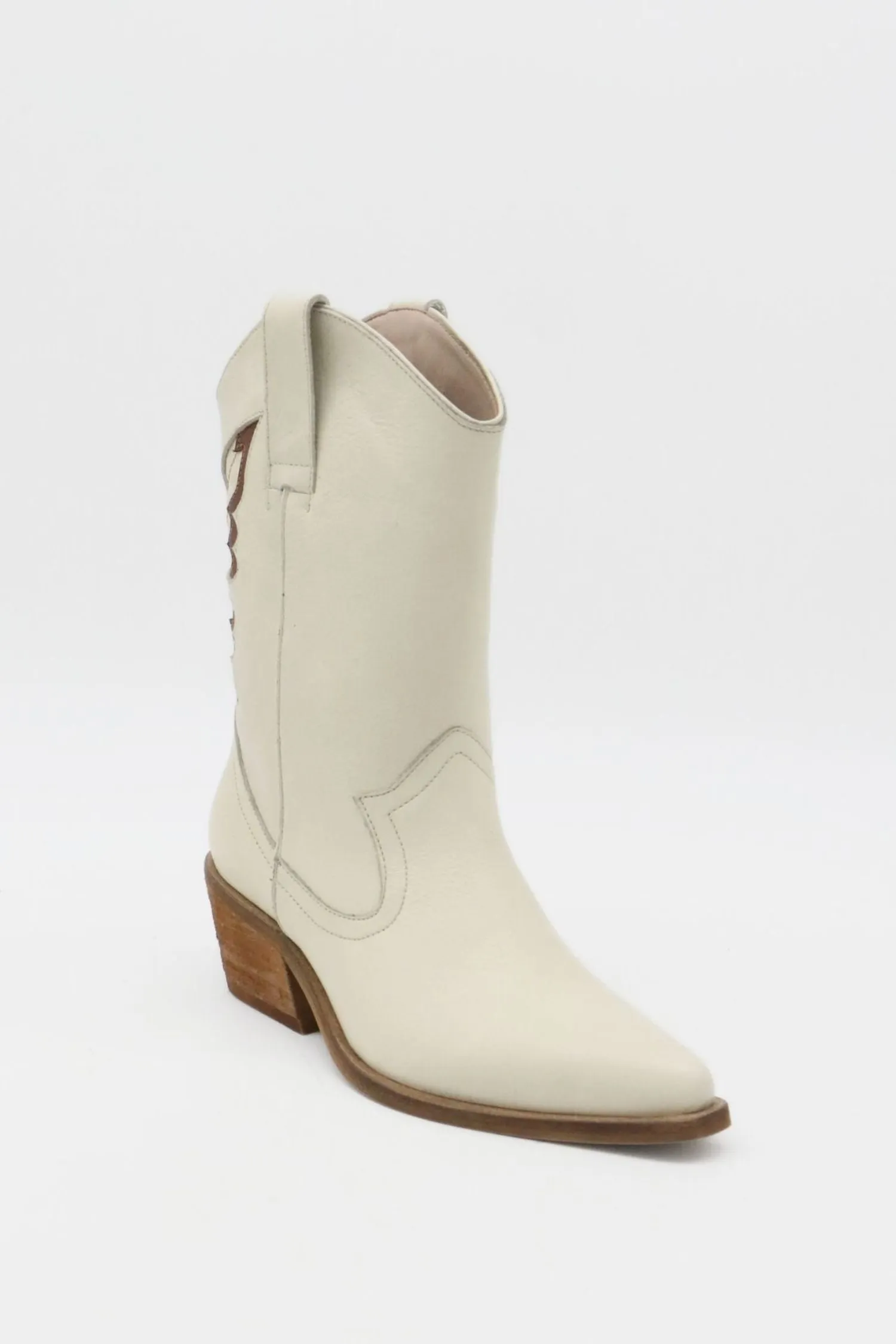 Woodstock western cowboy boots in off white leather womens shoes